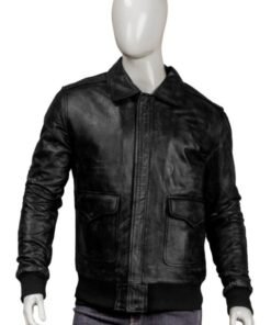 Black Bomber Real Sheepskin Leather Jacket