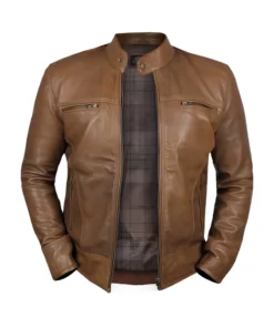 Men Camel Dodge Biker Jacket